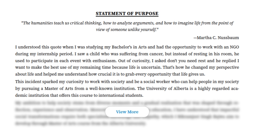 sop for applying to master's courses in canada sample