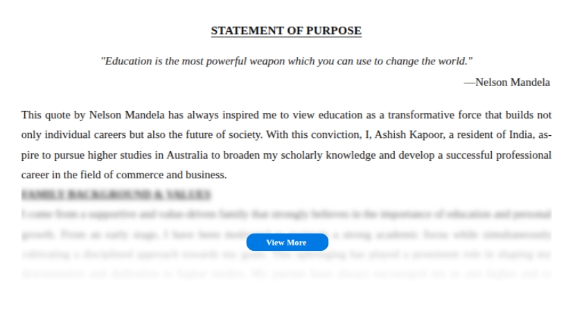 General Student Visa SOP