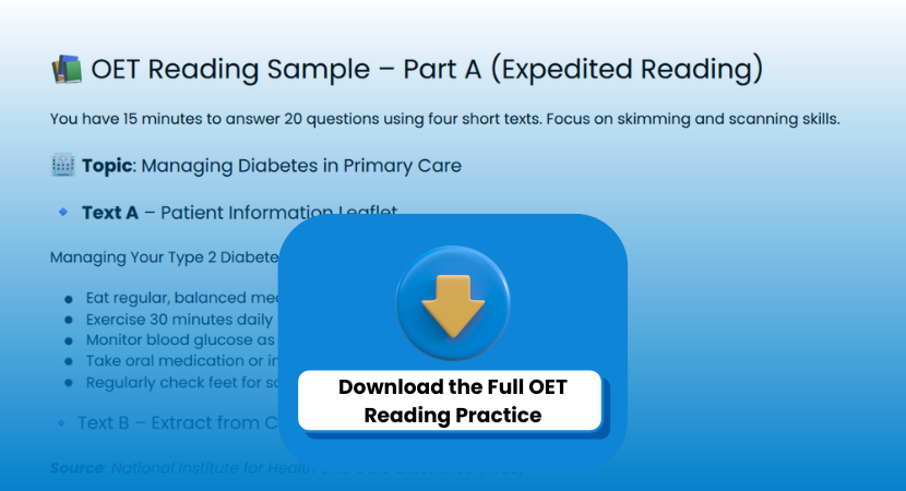 oet reading practice sample with answer pdf