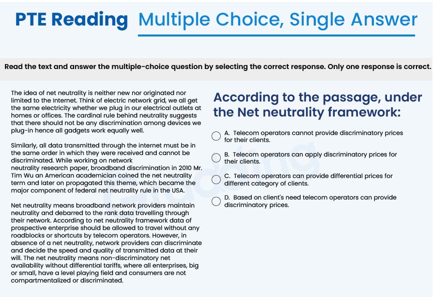 Excel in the PTE reading multiple choice single answer task with Gradding.com
