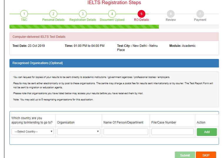 ielts exam registration step - 5