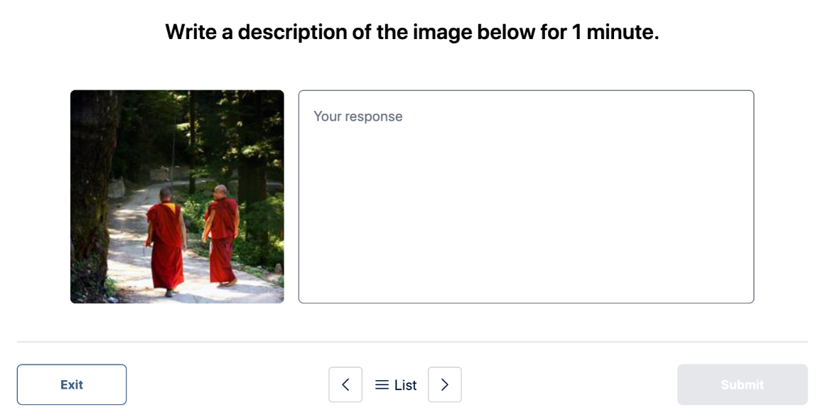Write About the Photo Practice Sample 1    
