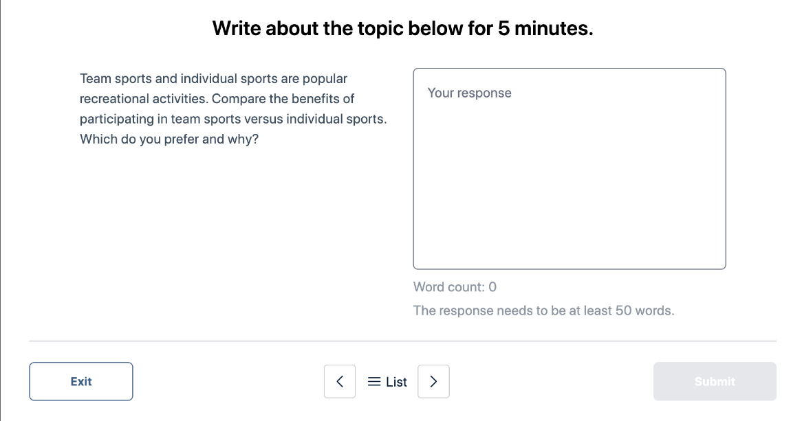 Read, Then Write Practice Sample 3     